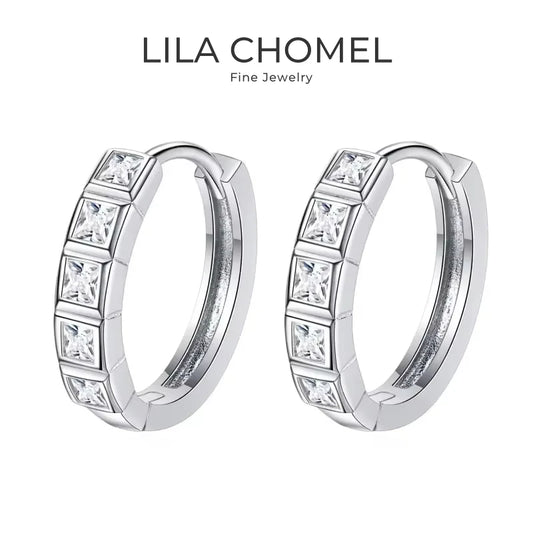 Women Valentine's Day 18K White Gold Hoop Earrings Girl Birthday Gift 0.8CT Moissanite Diamond Wedding PT950 Platinum Jewelry