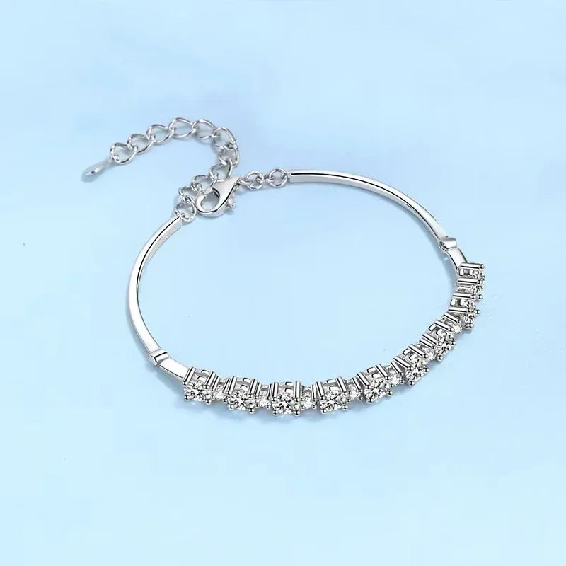 Pulseiras de casamento em ouro branco 18K com diamantes de moissanita 2,7 ct, presente de aniversário para meninas, dia dos namorados, joias finas de platina PT950