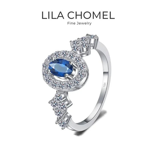 Women Birthday Gift 18K White Gold Wedding Band 0.5CT Blue Moissanite Diamond Girlfriend Valentine's Day PT950 Platinum Rings