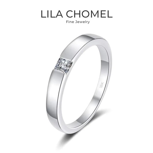 LOVERS Wedding Band 18K White Gold Women Men Engagement Rings 0.3CT Moissanite Diamond Girl Birthday Gift PT950 Platinum Jewelry