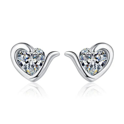 Daughter Adult's Day PT950 Platinum Heart Earplu Stud Earrings Women Valentine's Day 0.6CT Moissanite Diamond Girl Birthday Gift