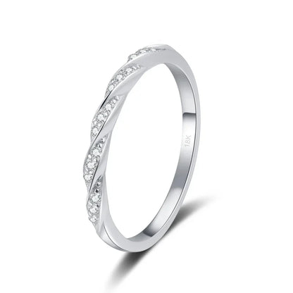 Valentine's Day Women 18K White Gold Birthday Gift Rings 0.12CT Moissanite Diamond Girlfriend Wedding Band Daughter Adult's Day