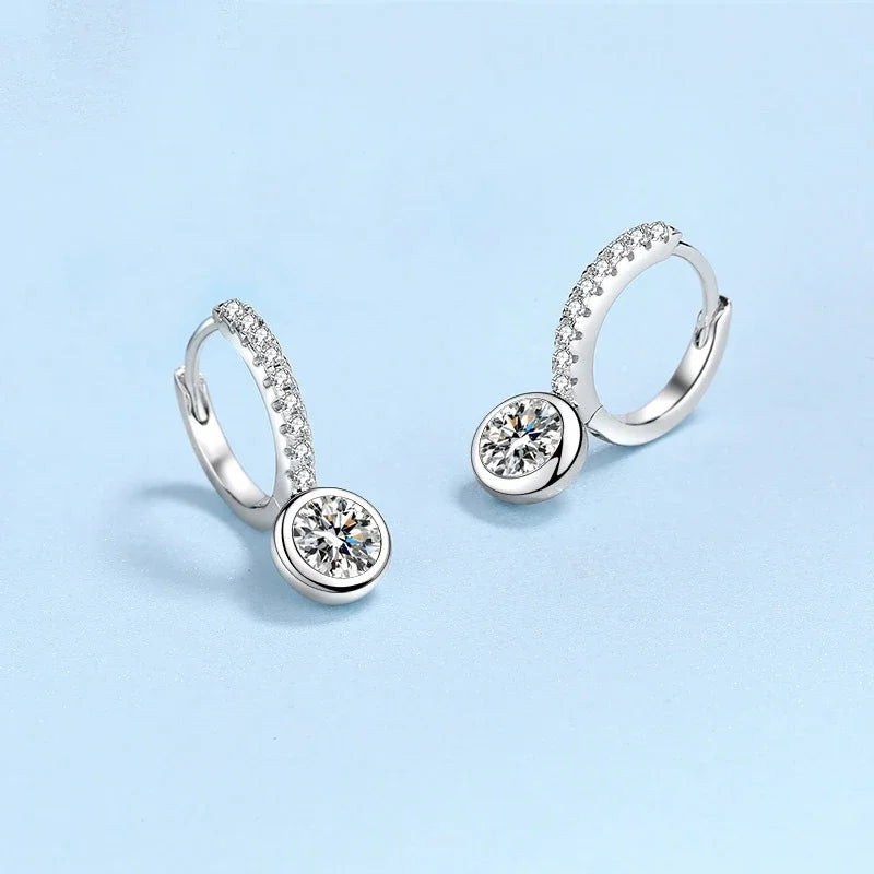 Office Lady Birthday Gift 18K White Gold Girl Drop Earrings 0.5/1CT Moissanite Diamond Women PT950 Platinum Wedding Fine Jewelry