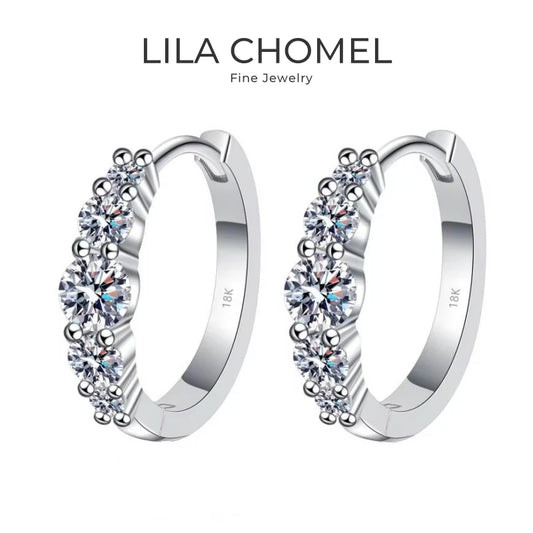 Women Valentine's Day 18K White Gold Hoop Earrings Wedding Jewelry 1.12CT Moissanite Diamond PT950 Platinum Girl Birthday Gift