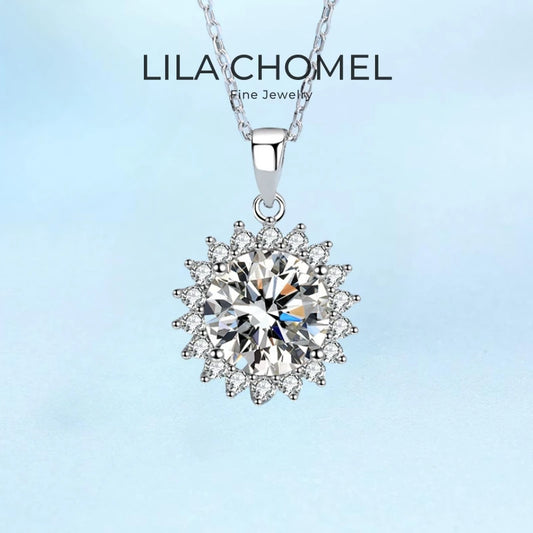 Girl Birthday Gift 18K White Gold Necklaces Women Wedding 0.5/1/2/5CT Moissanite Diamond Flower Pendant Engagement Fine Jewelry