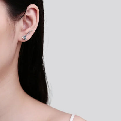 Girlfriend Birthday Gift 18K White Gold Women Wedding Stud Earrings 1CT Moissanite Diamond PT950 Platinum Lady Valentine's Day
