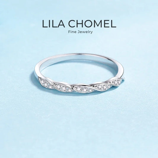 Valentine's Day Women 18K White Gold Birthday Gift Rings 0.12CT Moissanite Diamond Girlfriend Wedding Band Daughter Adult's Day