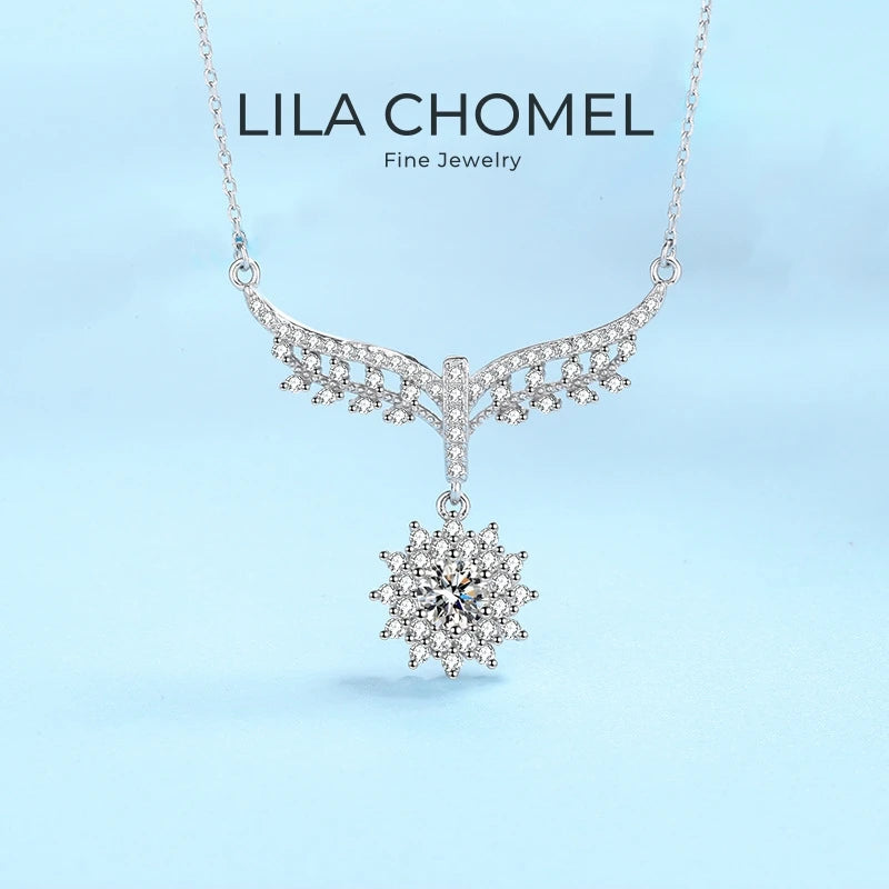Engagement Jewelry White Gold 18K Women Wedding Necklaces 0.5CT Moissanite Diamond Pendant Birthday Gift Girl Valentine's Day