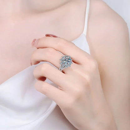 Women Valentine's Day 18K White Gold Birthday Gift Rings 3CT Moissanite Diamond Girl Romantic PT950 Platinum Wedding Band Party