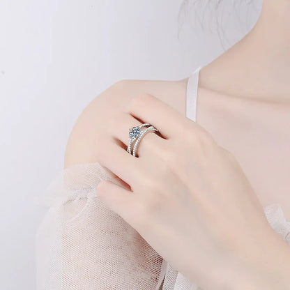 Wedding Band Platinum PT950 Cross Rings for Women Engagement VVS1 D Color 1ct Moissanite Diamond Girl Birthday Gift Fine Jewelry