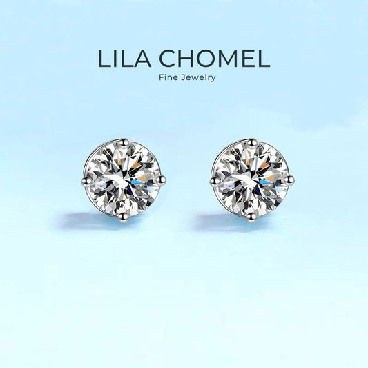 Daughter Birthday Gift PT950 Platinum 0.5/1/2ct Screw Stud Earrings Women Wedding Fine Jewelry Girl Valentine's Day Engagement
