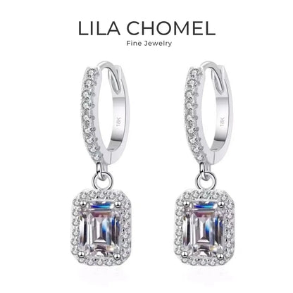 Girl Valentine's Day 18K White Gold Women Birthday Gift 1/2CT Moissanite Diamond Drop Earrings PT950 Platinum Wedding Jewelry