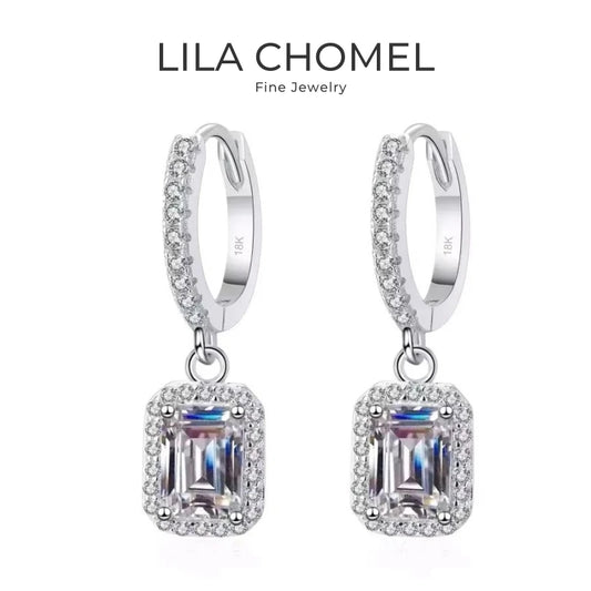 Girl Valentine's Day 18K White Gold Women Birthday Gift 1/2CT Moissanite Diamond Drop Earrings PT950 Platinum Wedding Jewelry