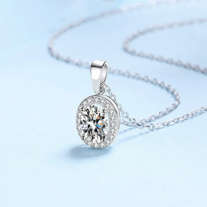 Daughter Birthday Gift PT950 Platinum Oval Fine Jewelry Necklaces Women Engagement Moissanite Diamond 1CT Girl Wedding Party