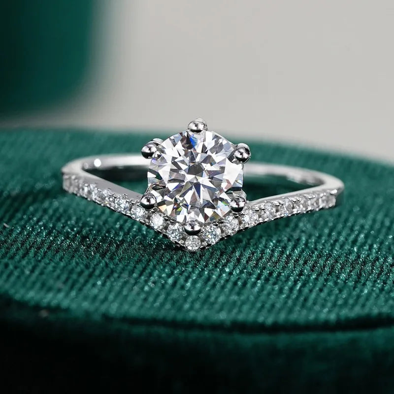 Women Valentine's Day 18K White Gold Birthday Gift Rings 1CT Moissanite Diamond Girl Wedding Band PT950 Platinum Fine Jewelry