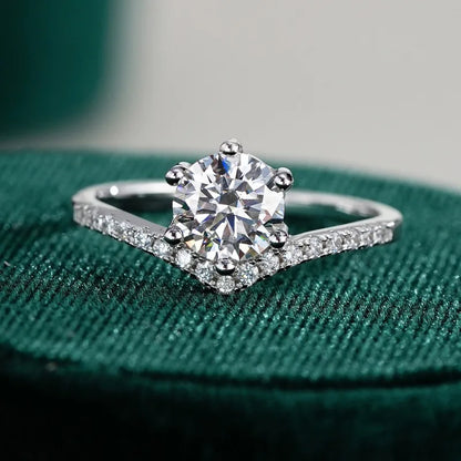 Women Valentine's Day 18K White Gold Birthday Gift Rings 1CT Moissanite Diamond Girl Wedding Band PT950 Platinum Fine Jewelry