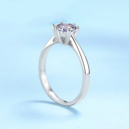 Women Engagement 18K White Gold Wedding Band 0.5/1/2CT VVS1 D Color Moissanite Diamond Girl Birthday Gift Rings Valentine's Day