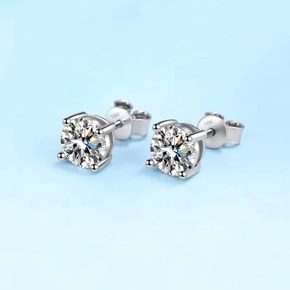 WOMEN 18K White Gold Wedding Stud Earrings 0.3/0.5/0.8/1CT Moissanite Diamond Girl Birthday Gift PT950 Platinum Valentine's Day