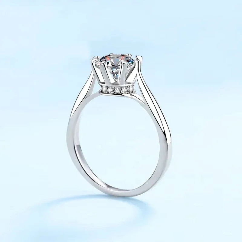 Engagement 18K White Gold Women Wedding Band 1CT Moissanite Diamond Rings Girlfriend Birthday Gift PT950 Platinum Fine Jewelry