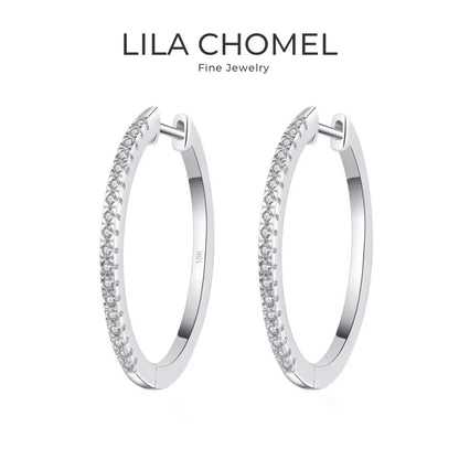 Women 18K White Gold Hoop Earrings Wedding Jewelry Moissanite Diamond 0.54CT Birthday Gift PT950 Platinum Girl Valentine's Day