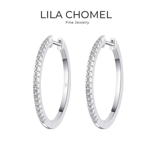 Women 18K White Gold Hoop Earrings Wedding Jewelry Moissanite Diamond 0.54CT Birthday Gift PT950 Platinum Girl Valentine's Day