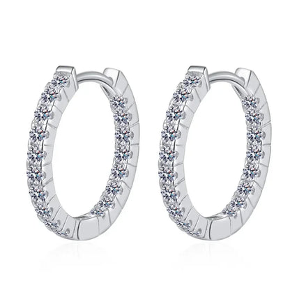 Girl Birthday Gift 18K White Gold Wedding 0.9CT Moissanite Diamond Women Engagement PT950 Platinum Valentine's Day Hoop Earrings