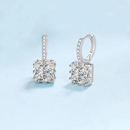 Girlfriend Birthday Gift Platinum PT950 Women's Wedding 1/2/4CT Square Moissanite Diamond Drop Earrings Jewelry Valentine's Day