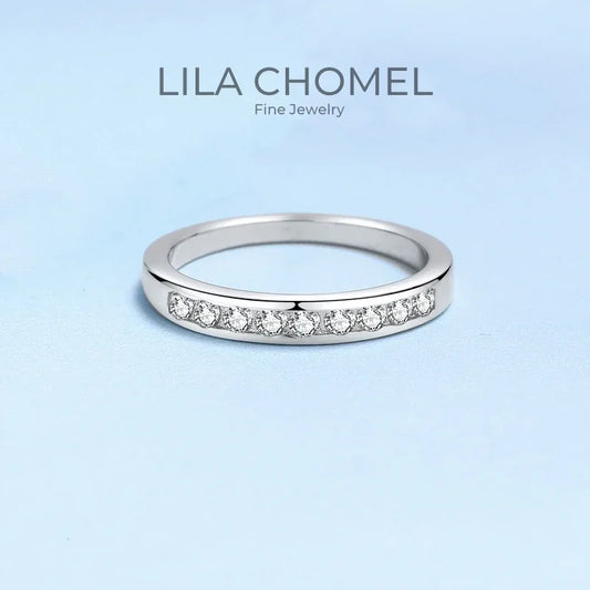 Engagement Women 18K White Gold Wedding Band 0.27CT Moissanite Diamond Girl Birthday Gift Fine Jewelry Daughter Valentine's Day
