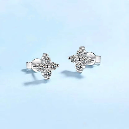 Valentine's Day 18K White Gold Daughter Wedding Fine Jewelry 0.8ct Moissnaite Diamond Women Earplug Stud Earrings Birthday Gift