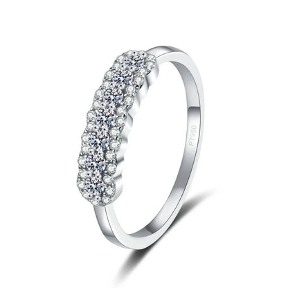 Girl Birthday Gift Platinum PT950 Rings Women Wedding Band 0.37CT Moissanite Diamond Daughter Engagement Jewelry Valentine's Day