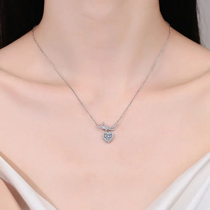 Engagement 18K White Gold Women's Wedding Necklaces Girl 1Carat Moissanite Diamond Pendant Fine Jewelry Daughter Birthday Gift