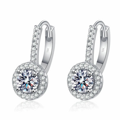 Engagement 18K White Gold Women Wedding Jewelry Drop Earrings 0.5/1CT Moissanite Diamond Girl Birthday Daughter Adult's Day Gift