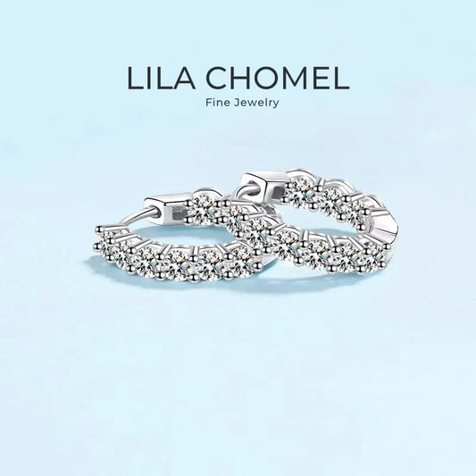 Valentine's Day Fine Jewelry Platinum PT950 Wedding Hoop Earrings Women Engagement 1.8CT Moissanite Diamond Girl Birthday Gift