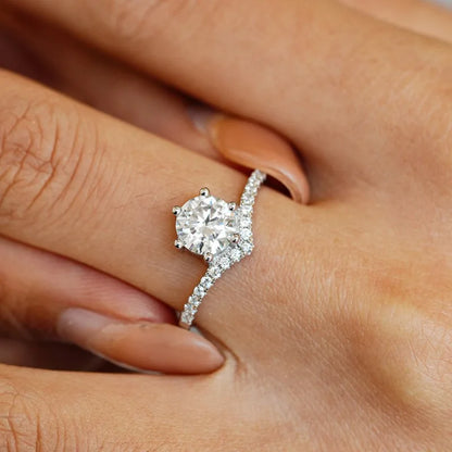 Women Valentine's Day 18K White Gold Birthday Gift Rings 1CT Moissanite Diamond Girl Wedding Band PT950 Platinum Fine Jewelry