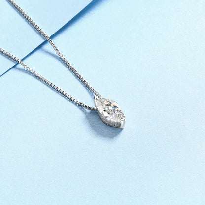 Classic PT950 Platinum Necklaces for Women 1ct D Color Marquise Cut 5*10mm Moissanite Diamond Female Fine Jewelry Birthday Gift