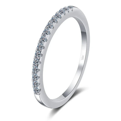 Anéis de ouro branco 18K para mulheres, noivado, filha, diamante moissanite 0,15ct, presente de aniversário para meninas, joias finas, festa de dia dos namorados 