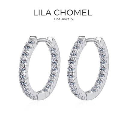 Girl Birthday Gift 18K White Gold Wedding 0.9CT Moissanite Diamond Women Engagement PT950 Platinum Valentine's Day Hoop Earrings
