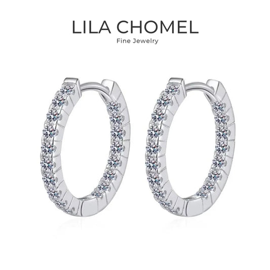 Girl Birthday Gift 18K White Gold Wedding 0.9CT Moissanite Diamond Women Engagement PT950 Platinum Valentine's Day Hoop Earrings