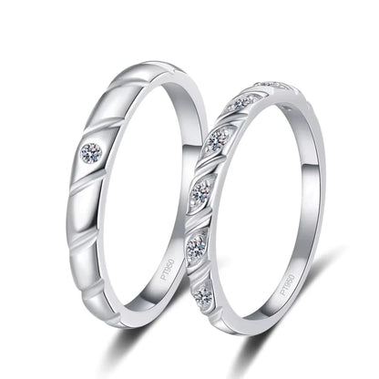 Lovers PT950 Platinum Women Men Wedding Bands Moissanite Diamond 0.12/0.25CT Girl Boy Birthday Gift Daughter Rings Fine Jewelry