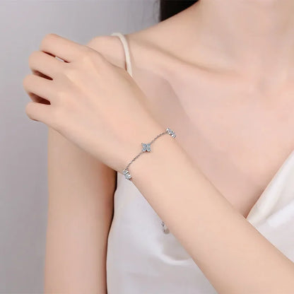Pulseiras femininas de ouro branco 18K para noivado, casamento, 2 quilates, moissanita, diamante, menina, PT950, platina, presente de aniversário para filha, joias finas