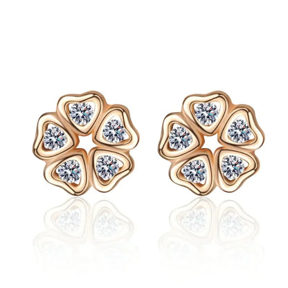 Girlfriend Birthday Gift 18K Rose Gold Earplug Stud Earrings 0.25Carat Moissanite Diamond Women Valentine's Daughter Adult's Day
