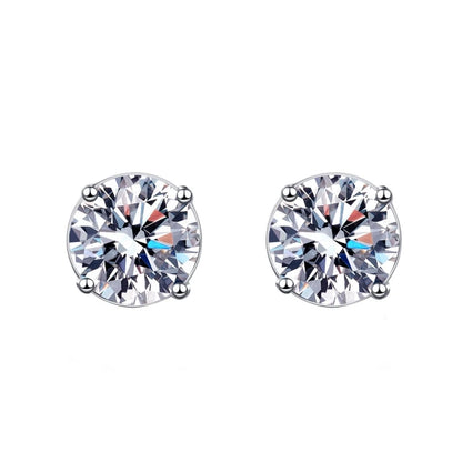 Girl Birthday Gift 18K White Gold Stud Earrings Women Wedding Moissanite Diamond 0.3/0.5/1/2CT PT950 Platinum Valentine's Day