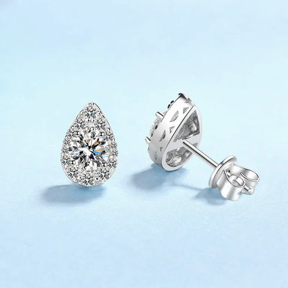 Classic Girl Birthday Gift PT950 Platinum Water Drop Earplug Stud Earrings 0.5/1CT Moissanite Diamond Women Wedding Fine Jewelry