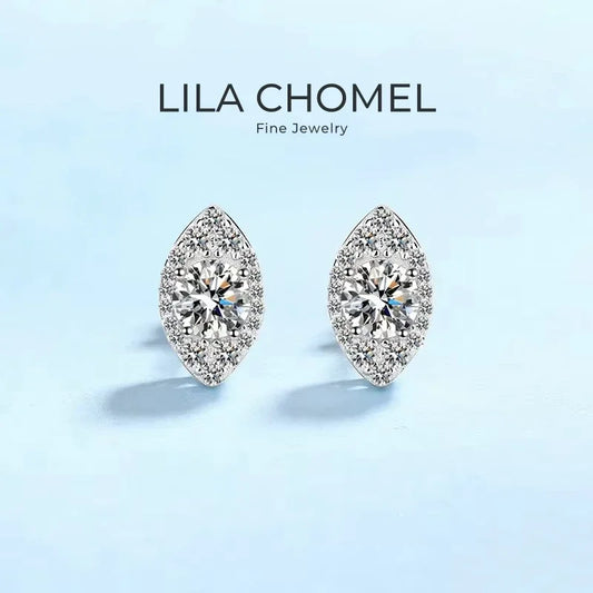 Daughter White Gold 18K Earplug Stud Earrings 1CT Oval Moissanite Diamond Girlfriend Birthday Gift WOMEN Wedding Fine Jewelry