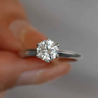 18K White Gold Wedding Band Moissanite Diamond Rings Girl Valentine's Day Women Engagement 0.5/1/2CT VVS1 D Color PT950 Platinum