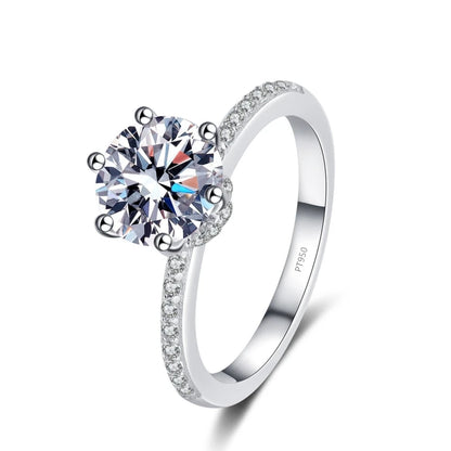 Engagement Women Rings Platinum PT950 Wedding Band 2CT VVS1 D Color Moissanite Diamond Girl Birthday Gift Wife Valentine's Day