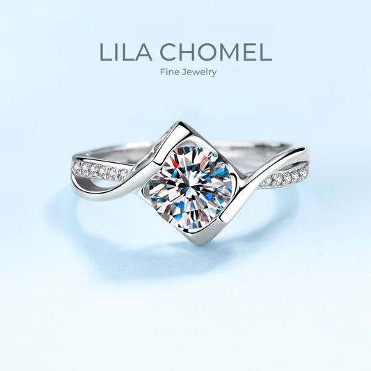 Engagement Women Rings 18K White Gold Wedding Band VVS1 D Color 1CT Moissanite Diamond Birthday Gift Girlfriend Valentine's Day