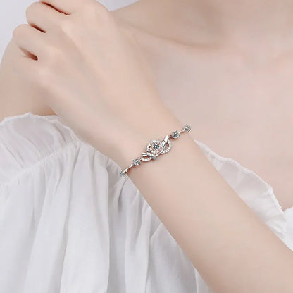 Girlfriend Birthday Gift 18K White Gold Bracelets Wedding 1.4Carat Moissanite Diamond Daughter Rose Flower Women Valentine's Day