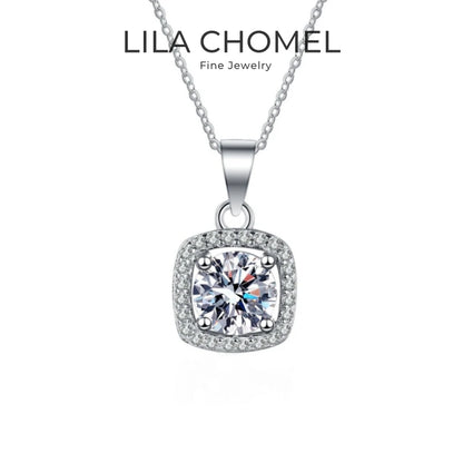 Colar de ouro branco 18K para noivado, joias finas para casamento, pingente de diamante de moissanita 1CT PT950, presente de aniversário para meninas