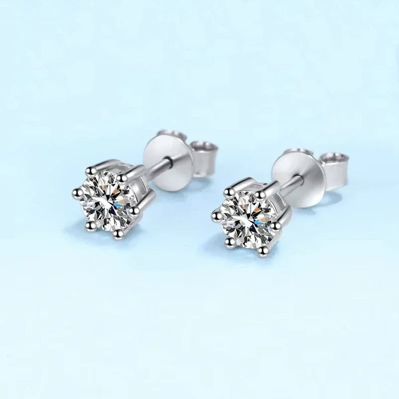 Girl Valentine's Day White Gold 18K Women Wedding Earplug Stud Earrings 0.3/0.5/1CT Moissanite Diamond Girlfriend Birthday Gift